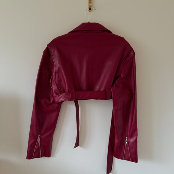 Storets - red cropped faux leather jacket - Picture 4 of 5